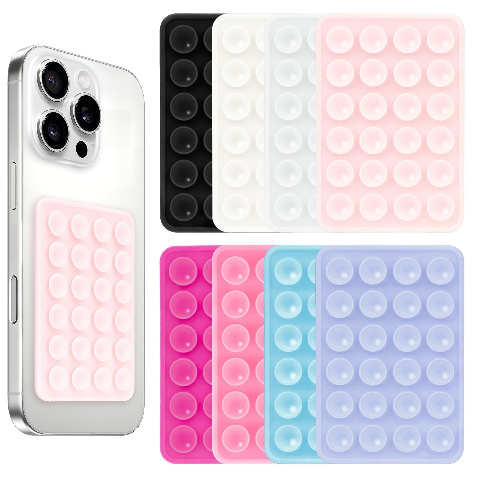 Giumel 8PCS Silicone Suction Phone Case Mount, Non Slip Suction Cup, Hands-Free 