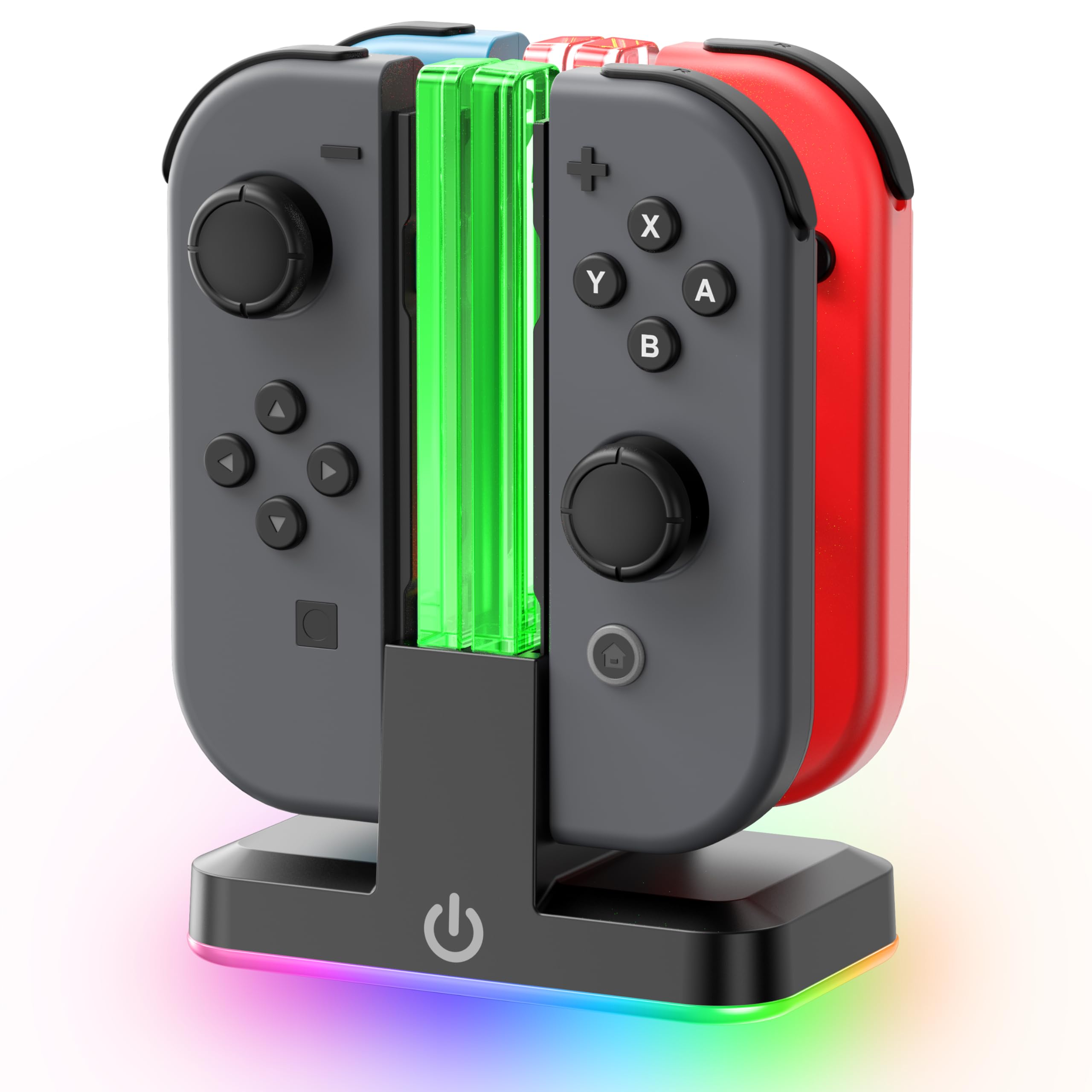 Switch Controller Charger for 4 Joycons with 9 RGB Light Modes, Joy con Charger 