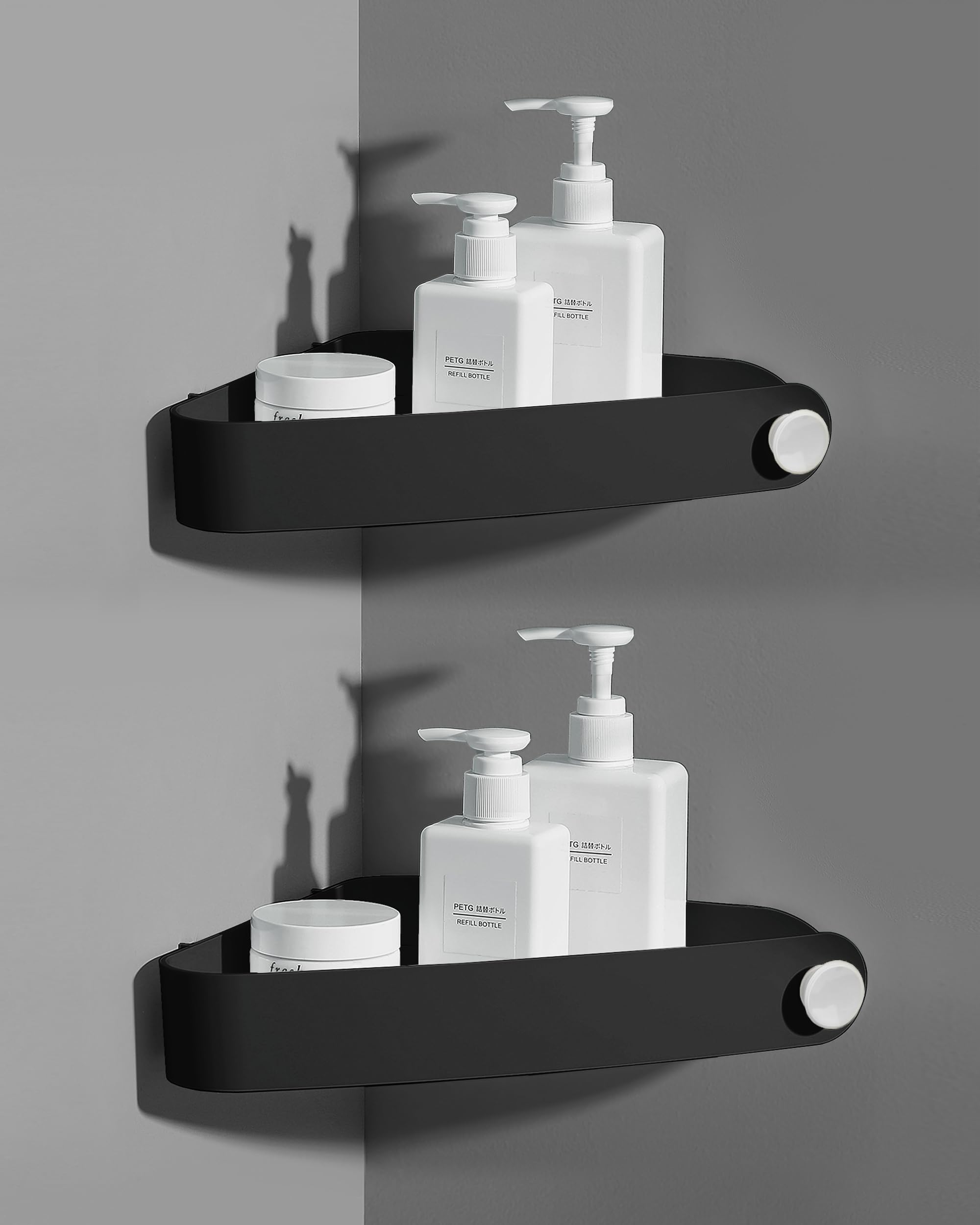 Sotfamily Shower Caddy Corner with Adhesive Pads, 2 Packs, Black