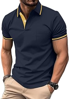 zitysport Men's Polo Shirt Sleeve with Chest Pocket Golf Polo Breathable Quick Dry Poloshirt Sport Man Slim Fit Tshirt Summer Shirt Man