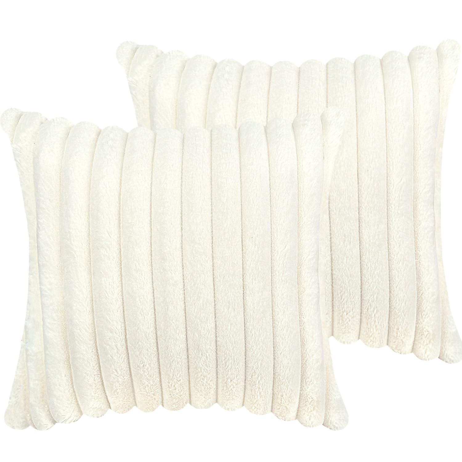 COTEY 24x24 Decorative Faux Fur Throw Pillow Covers Set of 2- Cream White