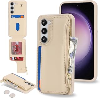 Cavor for Samsung Galaxy S23 Case Wallet with Card Holder, Cream