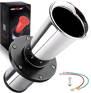 CENZHIWEN 12V 110 dB Ahooga/OOGA Air Horn for Hot Rod, Model T, Golf Cart | Complete Vintage 1920s Classic Car Sound Horn Kit Fits Antique &amp; Retro Vehicles(silvery with Wiring)
