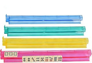 HBLEDOT Mahjong Racks with Pushers, Rotating Acrylic Racks,4 Color | Premium One-Piece Mahjong Tile Holders Compatible with American Mahjong Sets, Durable Clear Acrylic Design for Easy Play
