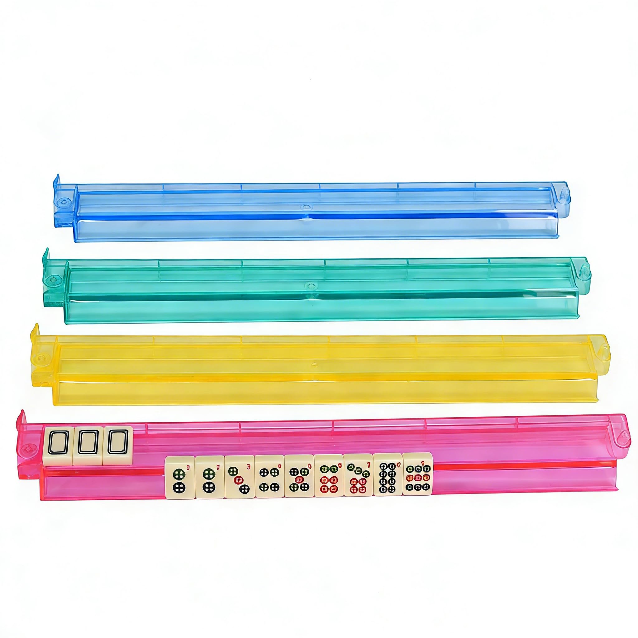 HBLEDOT Mahjong Racks with Pushers, Rotating Acrylic Racks,4 Color | Premium One