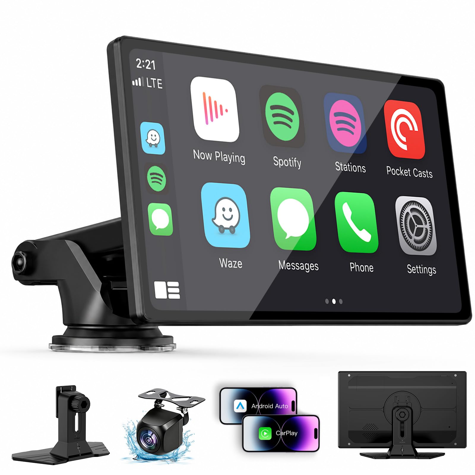 9" Wireless CarPlay Screen with Apple Car Play & Android Auto for Car, OTA Updat