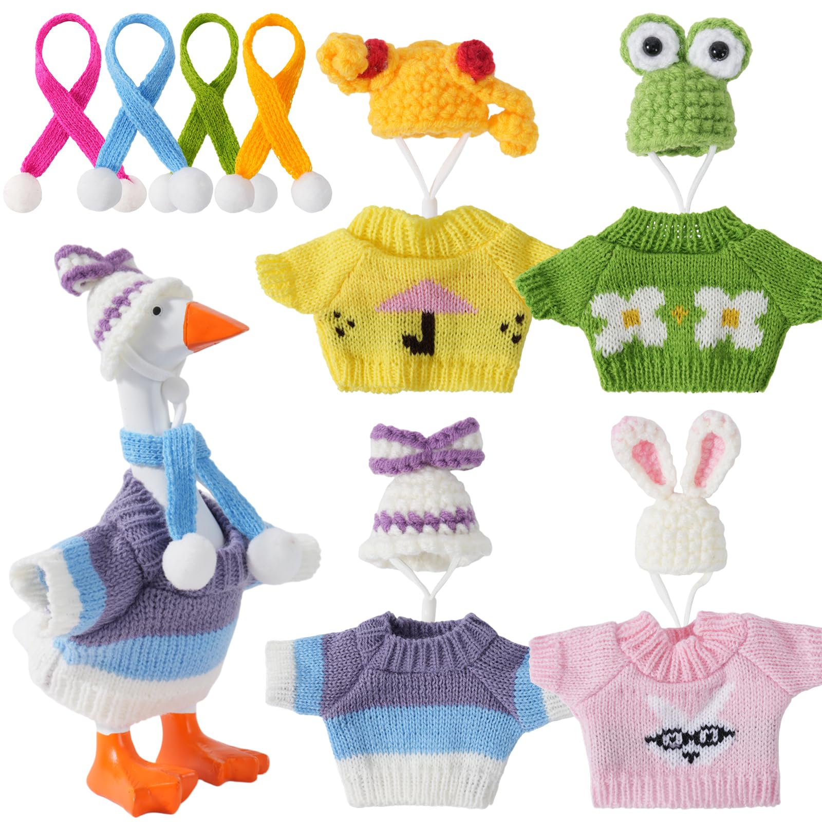 Linastu 4 Sets 7 inch Desk Goose Outfits, Winter Desk Goose Clothes, Cute Animal