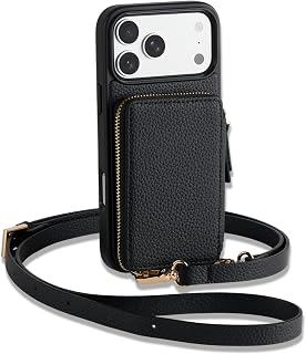 ZVE for iPhone 18 Pro Max Wallet Case with Crossbody Strap 6.9" Black | Microfiber Leather · Card Storage · Drop Protection · RFID Protection