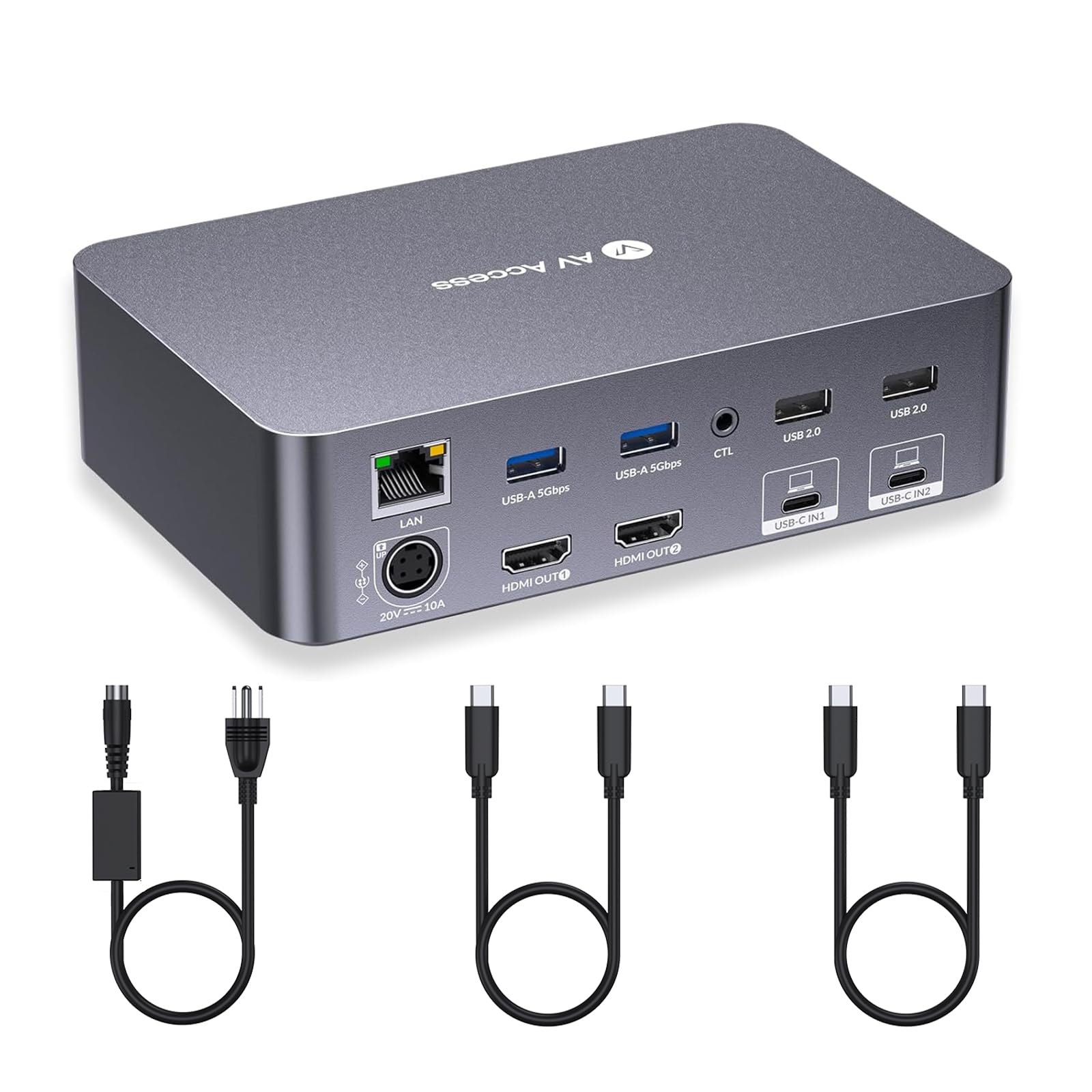 AV Access KVM Switch Dock 2 Monitors 2 Laptops, 4K KVM Switch Dual Monitor | 2 U