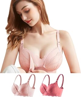 Nursing Bra Maternity Bra Front Opening Bra No Wire Night Anti-Sag Underwire High-Waisted Front Open Large Size Cotton Breathable Adjustable Easy to Wear Pre and Postpartum