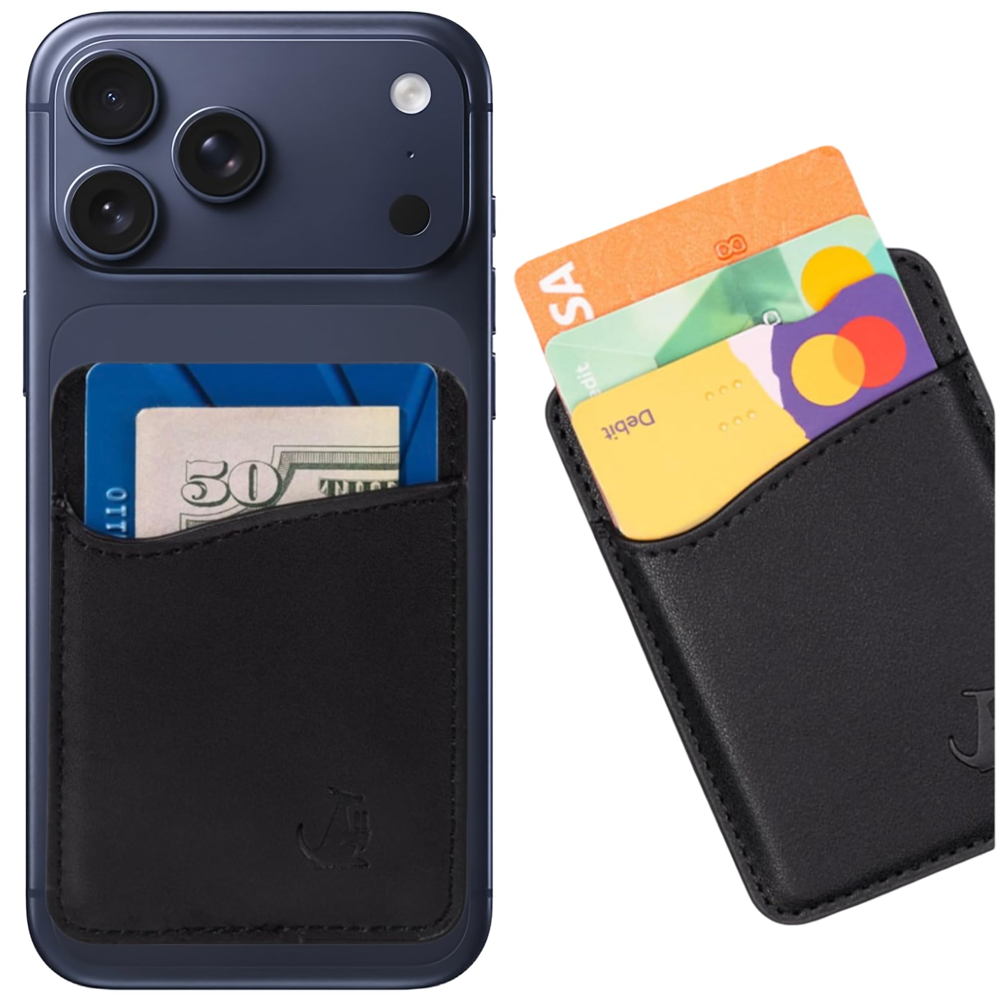Wallaroo Premium Leather Cell Phone Wallet Stick On - Android and iPhone Wallet 