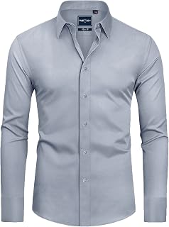Alimens & Gentle Camicia da uomo antimacchia, vestibilità aderente, con