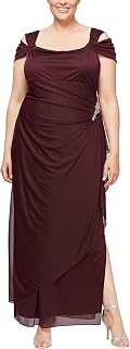 Alex Evenings Long Cold Shoulder Dress, Mother of The Bride Women's Special Occasion Dress