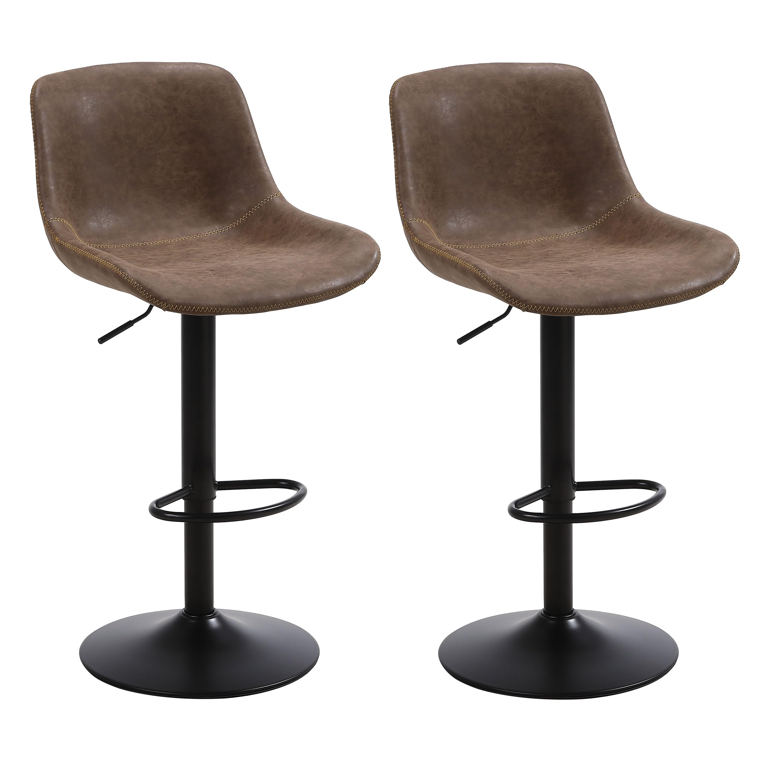 Ermnois Bar Stools Set of 2, Swivel Counter Height Barstools with Back, Adjustab
