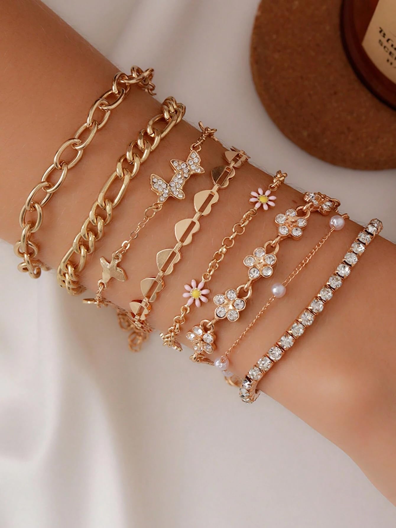 Heart Bracelets Set for Women, Chain Layered Bracelets Collection, Layered Cuba 