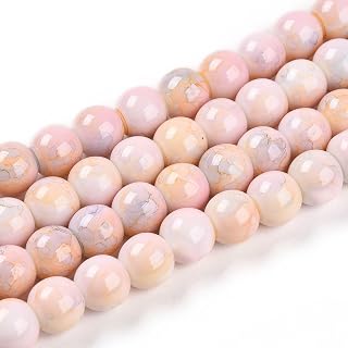 100pcs Round Matte Glass Beads Imitation Porcelain Style 8mm Baked Painted Glass Loose Beads for DIY Earrings Necklace Bracelet Jewelry Making Crafts, PeachPuff