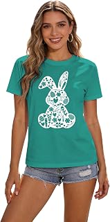 Easter Shirts for Women He is Risen Jesus Christian T-Shirt Short Sleeve Bunny Glasses Print Tee Tops
