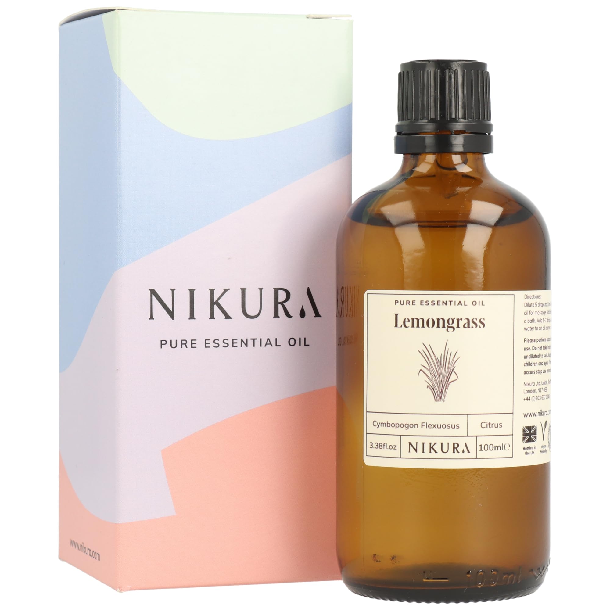 Nikura | Lemongrass Essential Oil - 100ml – for Diffusers for Home, Insect Repel