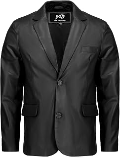 Jild Invisible Stitching Casual Leather Blazer for Men - 2-Button Closure Coat Style Regular Fit Lambskin Leather Jacket Men