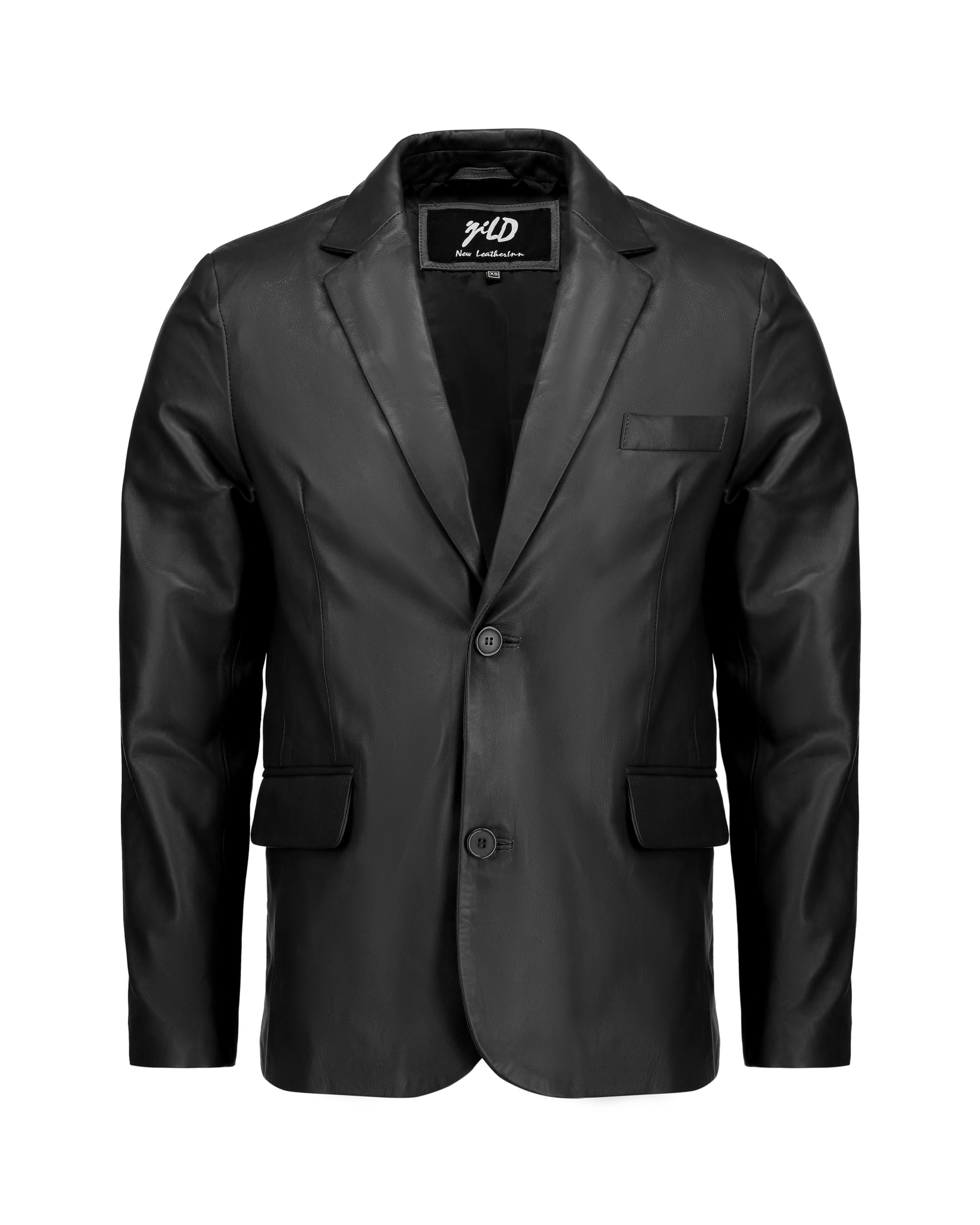 Jild Invisible Stitching Casual Leather Blazer for Men - 2-Button Closure Coat S