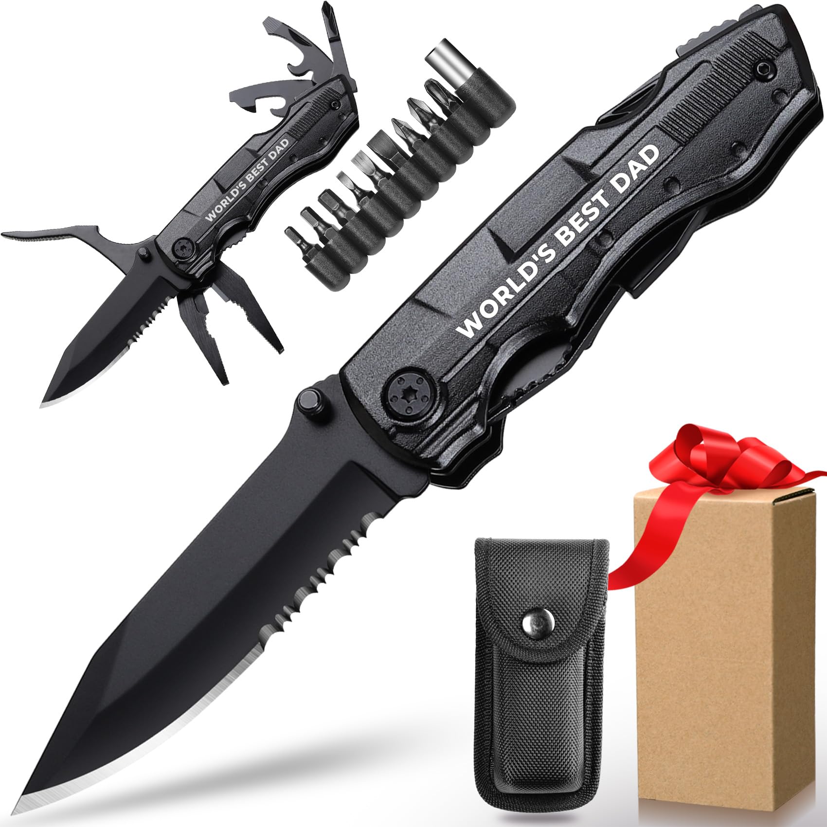 Best Dad Gifts, WORLD’S BEST DAD Multitool Knife, Fathers Day Dad Gift, Birthday