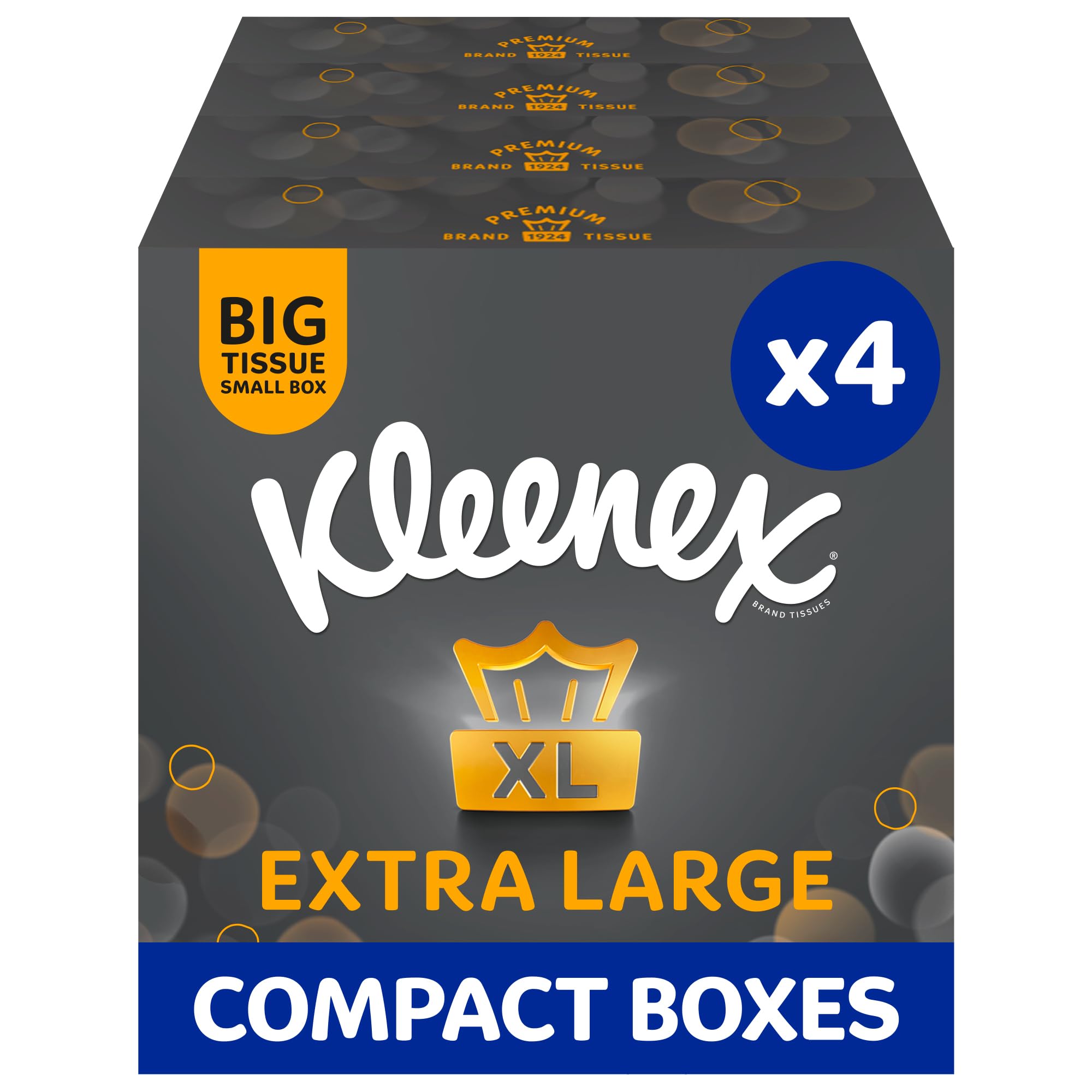 Kleenex Extra Large Facial Tissues - 4 Compact Tissue Boxes | Soft, Strong and E