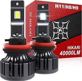 Hikari 2026 40000LM H11/H8/H9/H16 LED Headlight Bulbs, 45W Upgraded Core-12 LED, High Lumens LED Kit, 6000k Cool White, IP68 Waterproof, Halogen Upgrade Replacement