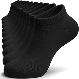 TIBISI Trainer Socks 10 Pairs, Cotton Ankle Socks Breathable Low Cut Running Socks White Black Sports Athletic Everyday Sock for Men Women