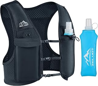 Zelvot Running Vest for Women Men, Hydration Vest with 500ml Water Bottle | 500ml Soft Flask, Lightweight Hydration Vest, Adjustable Fit, US Patent, Reflective Strip, for Marathon, Hiking, Cycling