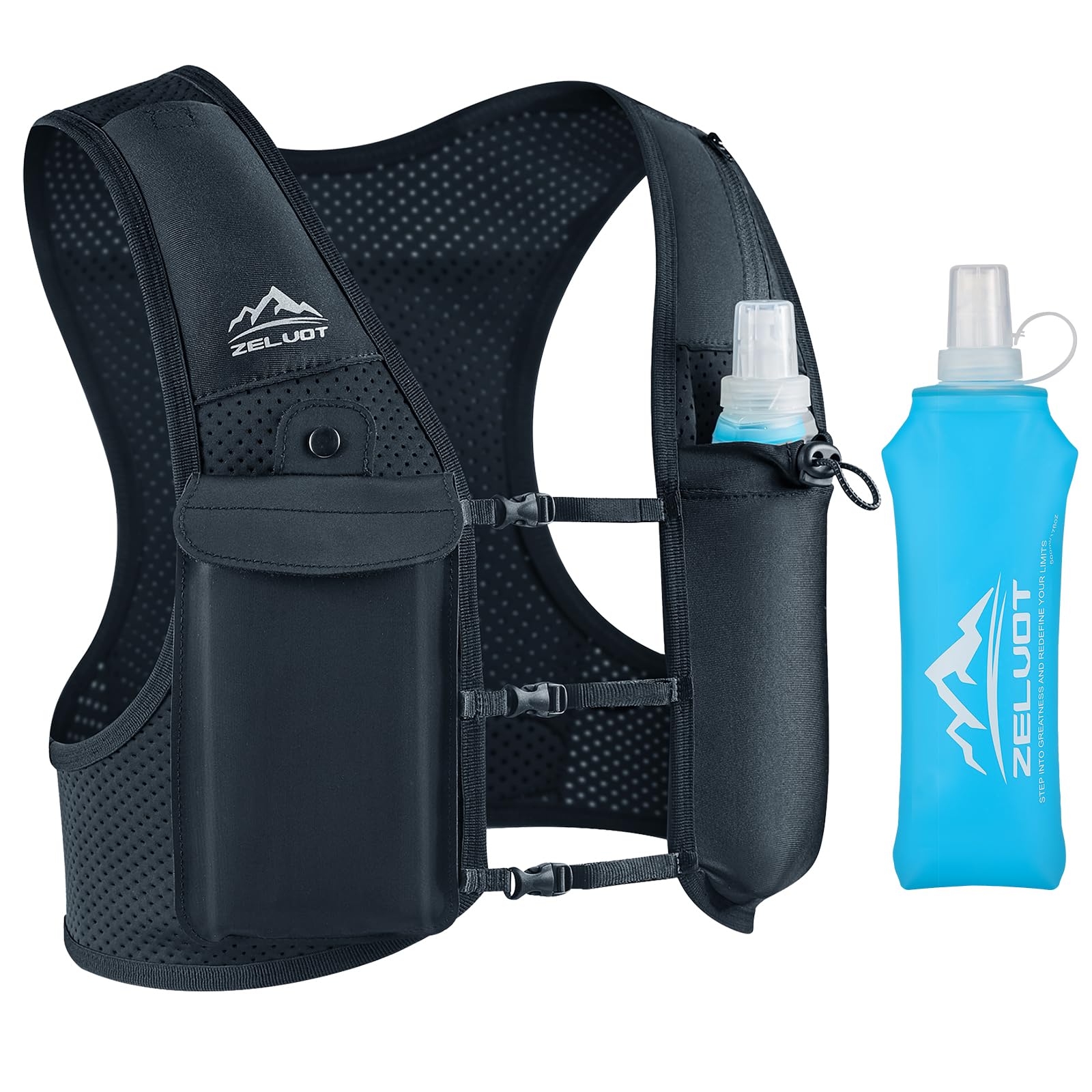 Zelvot Running Vest for Women Men, Hydration Vest with 500ml Water Bottle | 500m