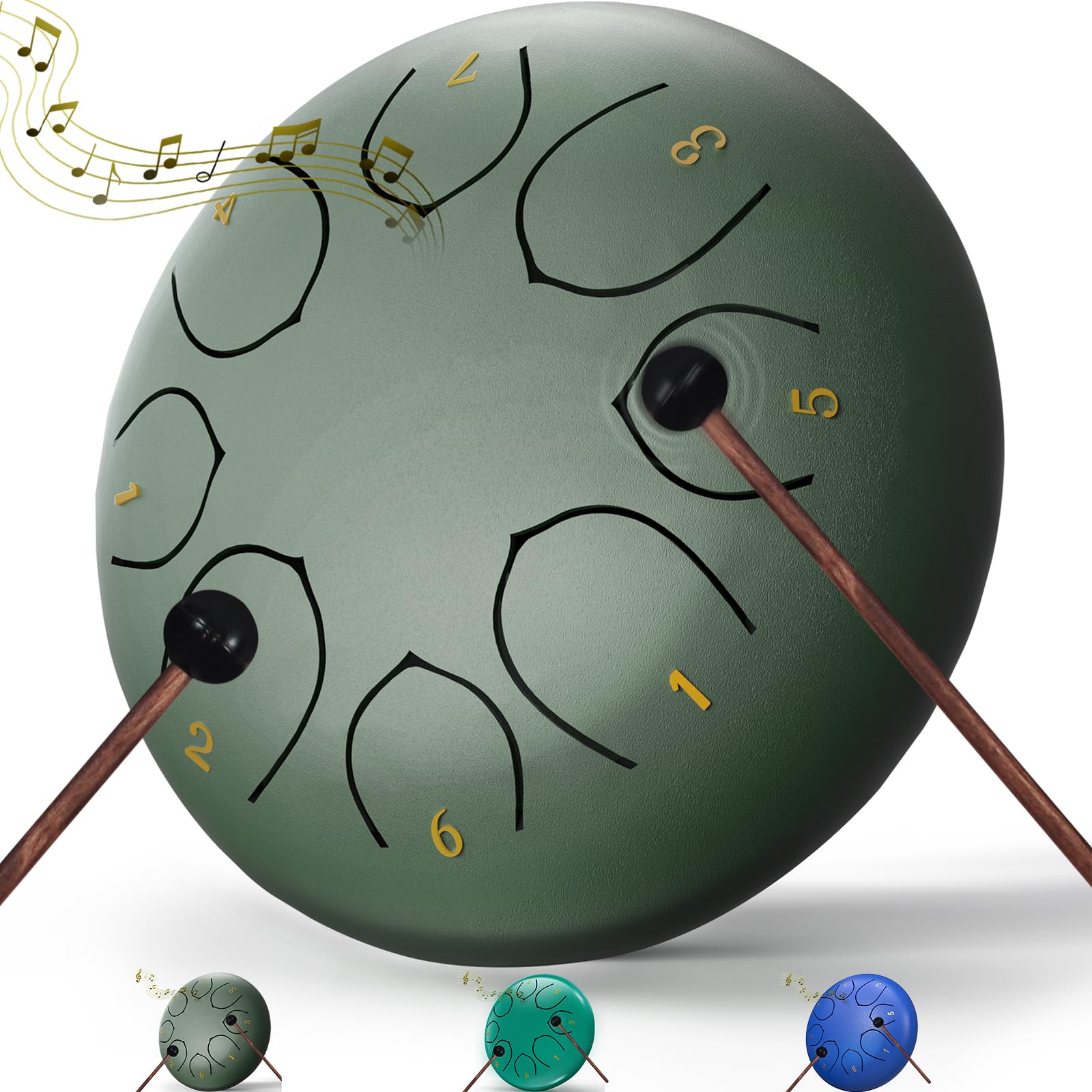 Rain Drum for Outside Garden, 6 Inches 8 Notes Steel Tongue Chakra Drums, Waterp