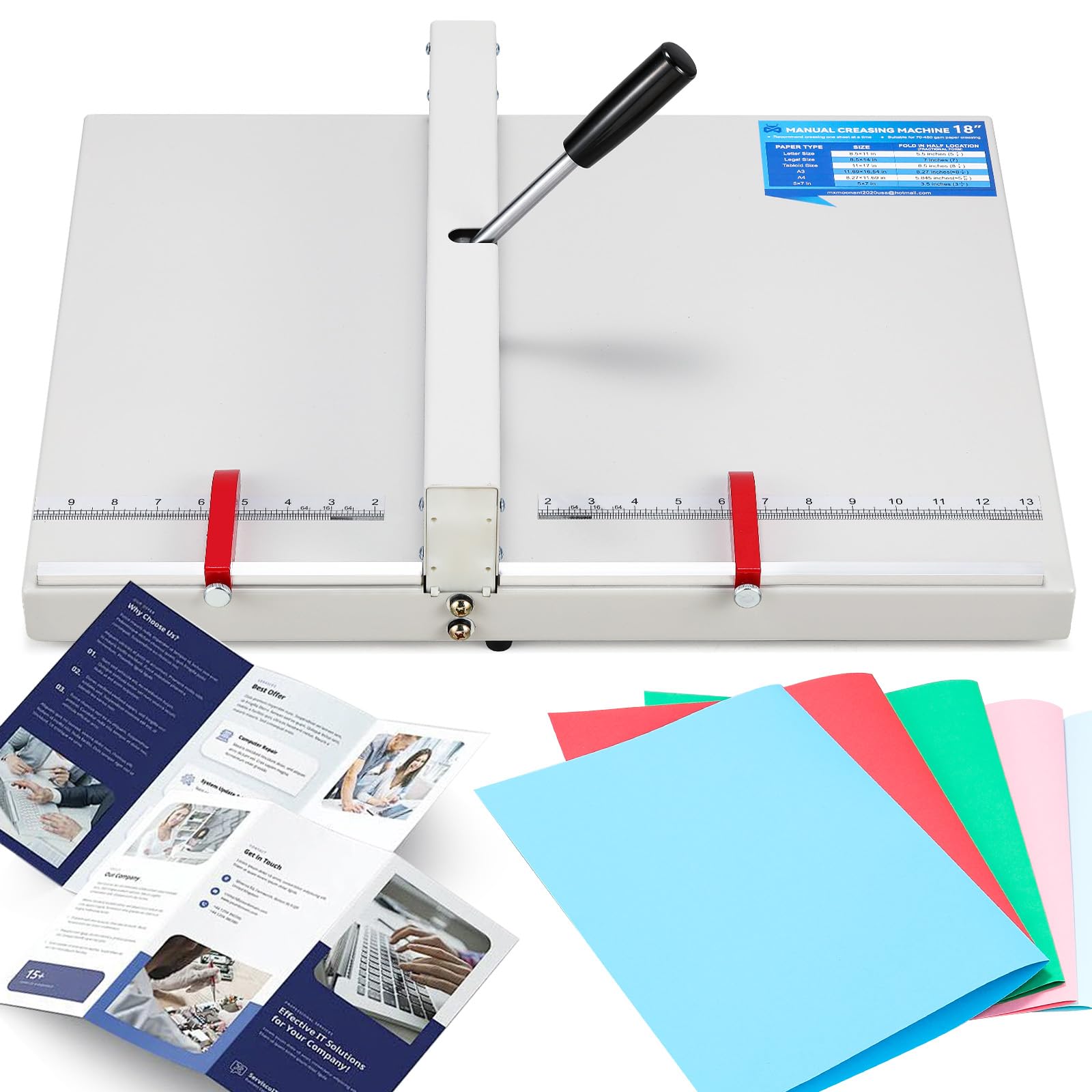 Mxmoonant Manual Creasing Machine 18'', w/Imperial Scale, for 70-450 GSM | Paper