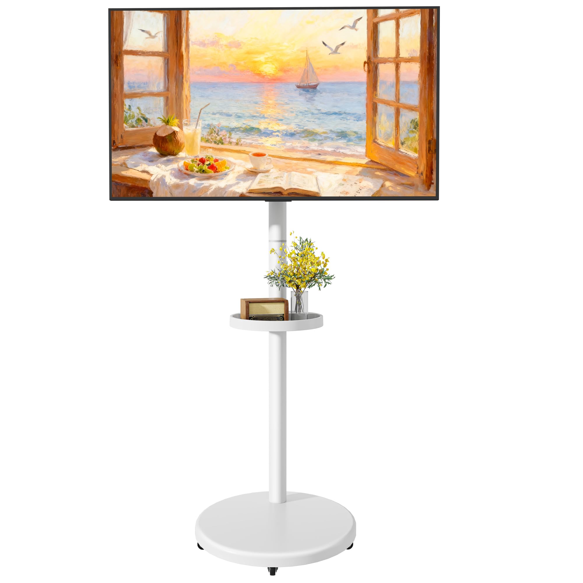 Rolling TV Stand for 13-43" TVs, 33 lbs, White