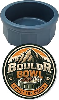 Pet Crock Bowl – Thick Durable Plastic Non-Tip Food & Water Dish for Small Dogs, Cats, Birds, Lizards & Other Small Animals – Indoor/Outdoor – Chew Resistant, Easy Clean (Blue, .5 Cup (4oz))