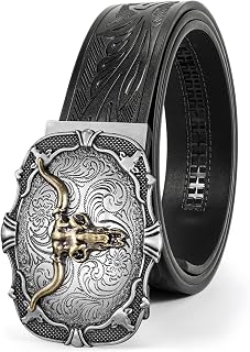 BELTROAD Mens Ratchet Western Leather Belt Cowboy with Automatic Buckle