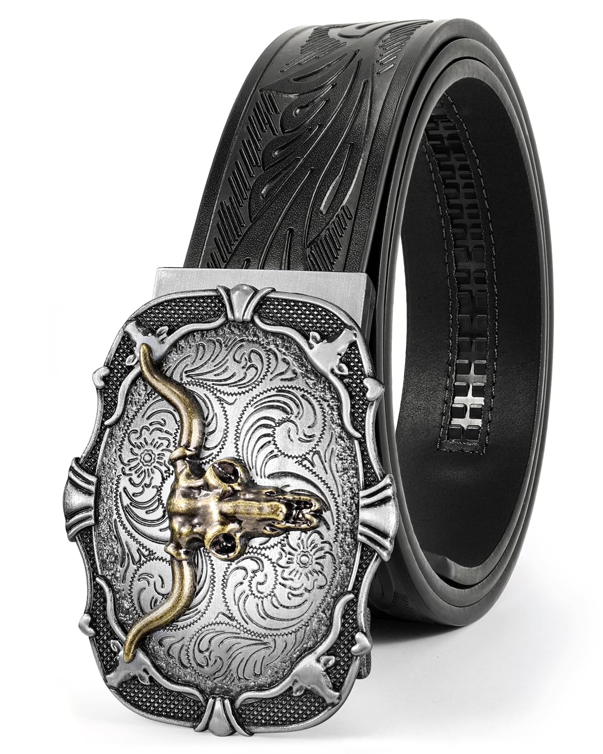 BELTROAD Mens Ratchet Western Leather Belt Cowboy with Automatic Buckle