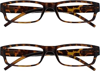 OPULIZE The Company Reading Glasses Brown Tortoise Lightweight Comfortable Readers Value Pack 2 Designer Style Men Women UVR2PK032BR +2.50