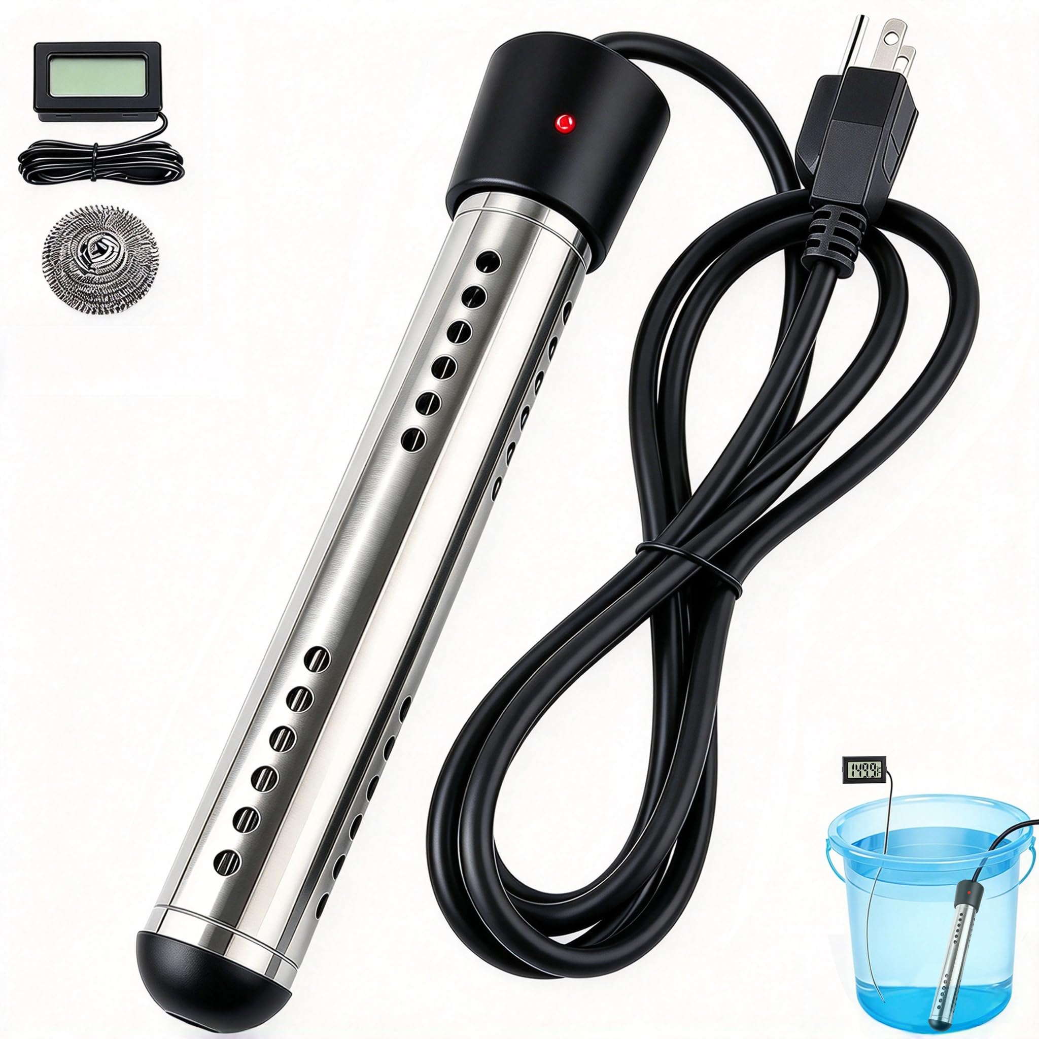 Suwdjpwo 2000W Portable Immersion Water Heater with Digital LCD Thermometer | Fa