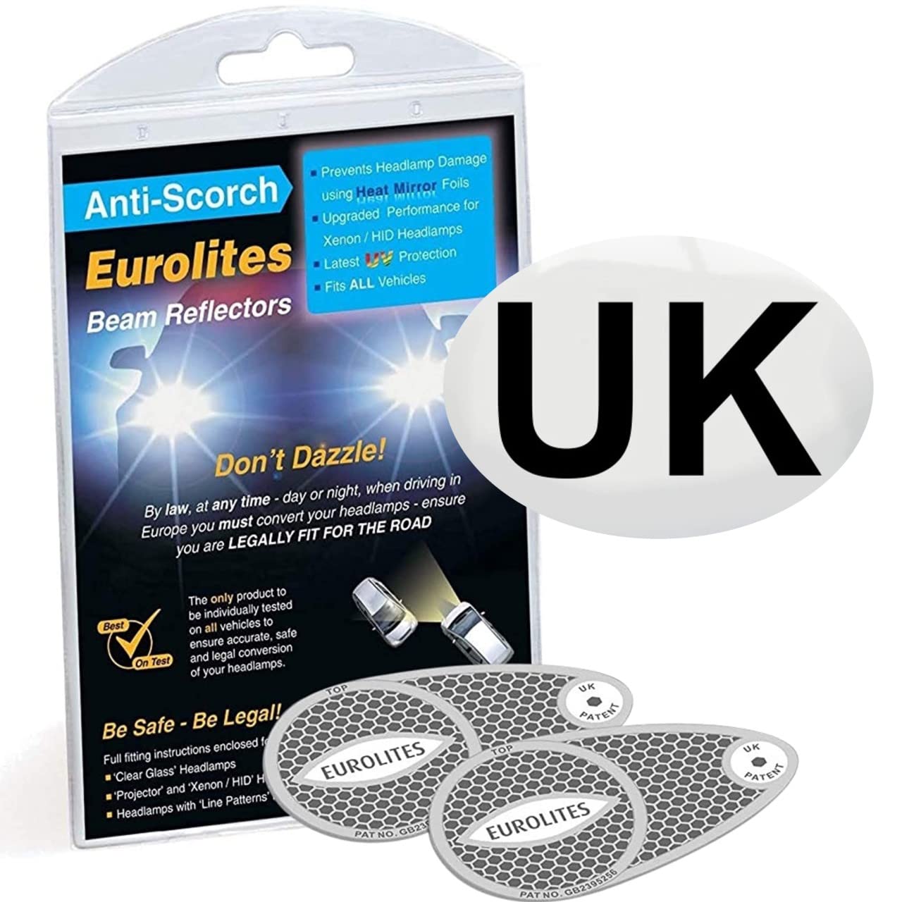 Netagon Eurolites Headlamp Beam Deflectors Adaptors Converters Self Adhesive UK 