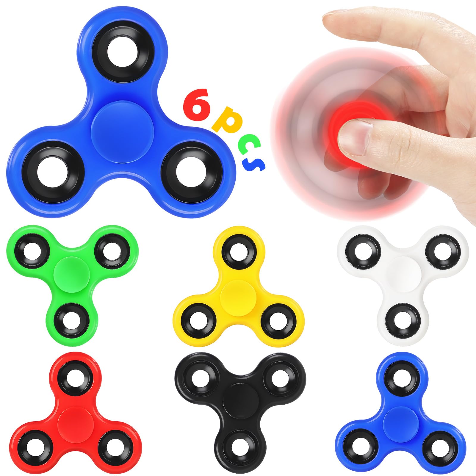 SCIONE 6-Pack Mini Fidget Spinners (6.3cm) | Smaller Size Ideal for Kids, Classr