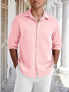 Mens Long Sleeve Wrinkle Free Button Down Shirt