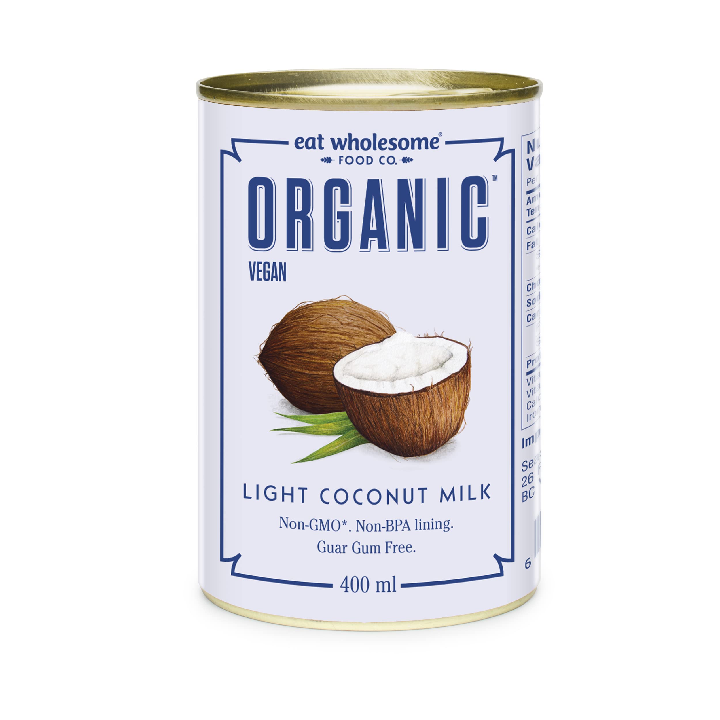 Eat Wholesome Food Co. Eat Wholesome Organic Light Coconut Milk, 400 ml (Pack of