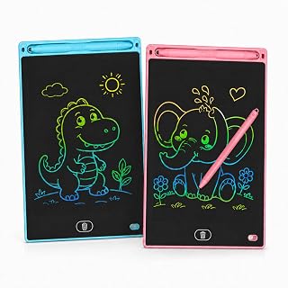 2 Pack LCD Writing Tablet, 8.5 Inch Reusable LCD Writing Board with Erase Lock Function, Colour Screen Drawing Pad for Home, Office, Travel & Everyday Writing (Pink & Blue)
