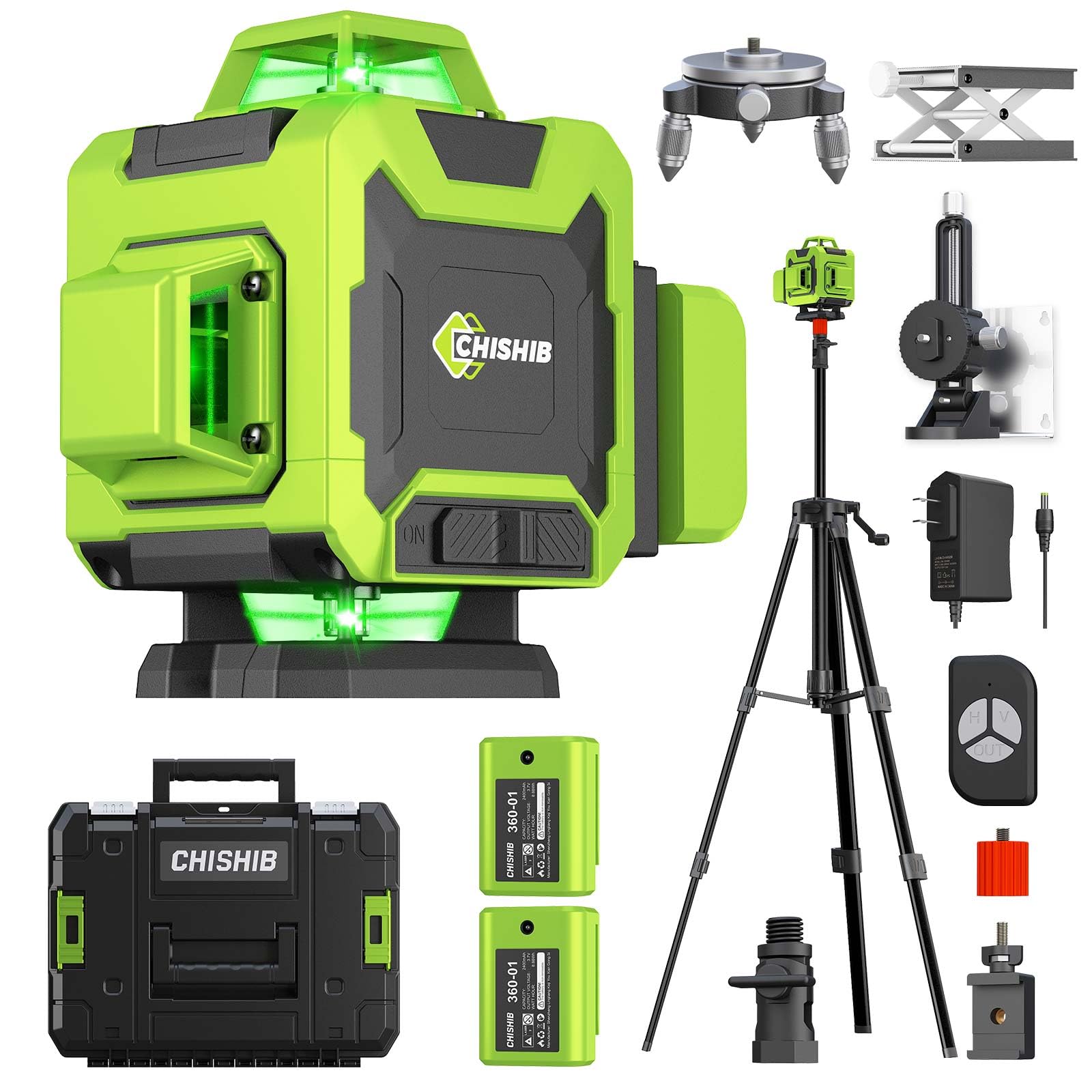 Chishib Laser Level 360° Green Cross Line Self Leveling Laser Measuring Tool