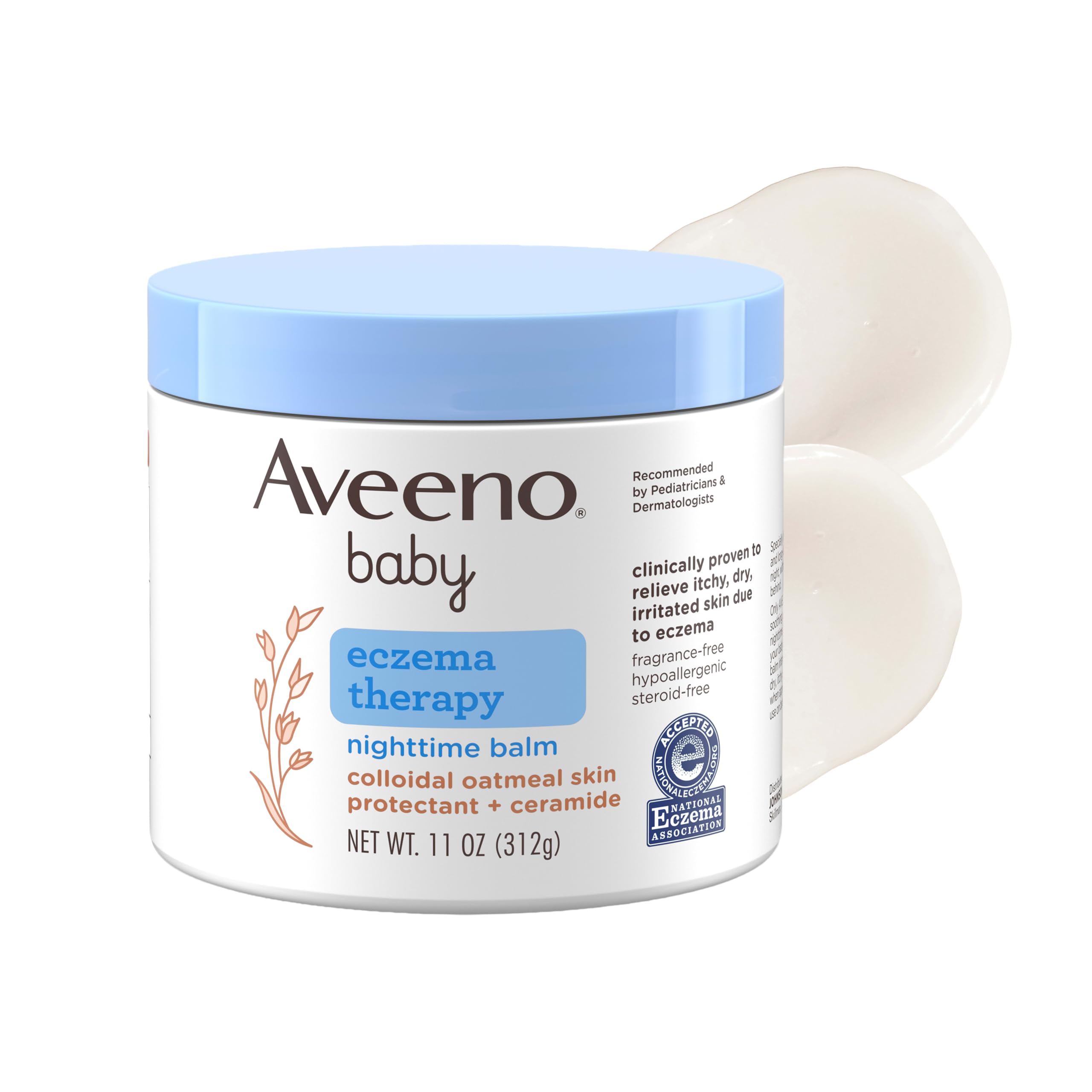Aveeno Baby Eczema Therapy Nighttime Body Balm, Hypoallergenic, 11 oz | Made wit