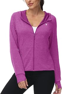 TBMPOY Womens UPF 50+ Hooded Jacket Lightweight Long Sleeve Hiking Outdoor Full Zip