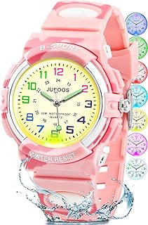 Juboos Orologio Analogico Per Bambini Con 7 Luci Notturne A Colori, Impermeabile, Cinturino Morbido, Orologio A Quarzo Per Ragazzi E Ragazze 5-18 Anni