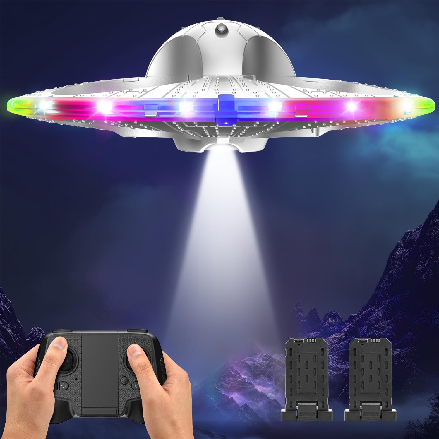Foam UFO Drone for Kids, Stunt RC Plane with LED Lights, 15 Min Flight | Remote 