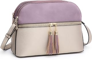 Dasein Women Tassel Zipper Pocket Crossbody Bag Shoulder Purse Fashion Travel Bag with Multi Pockets