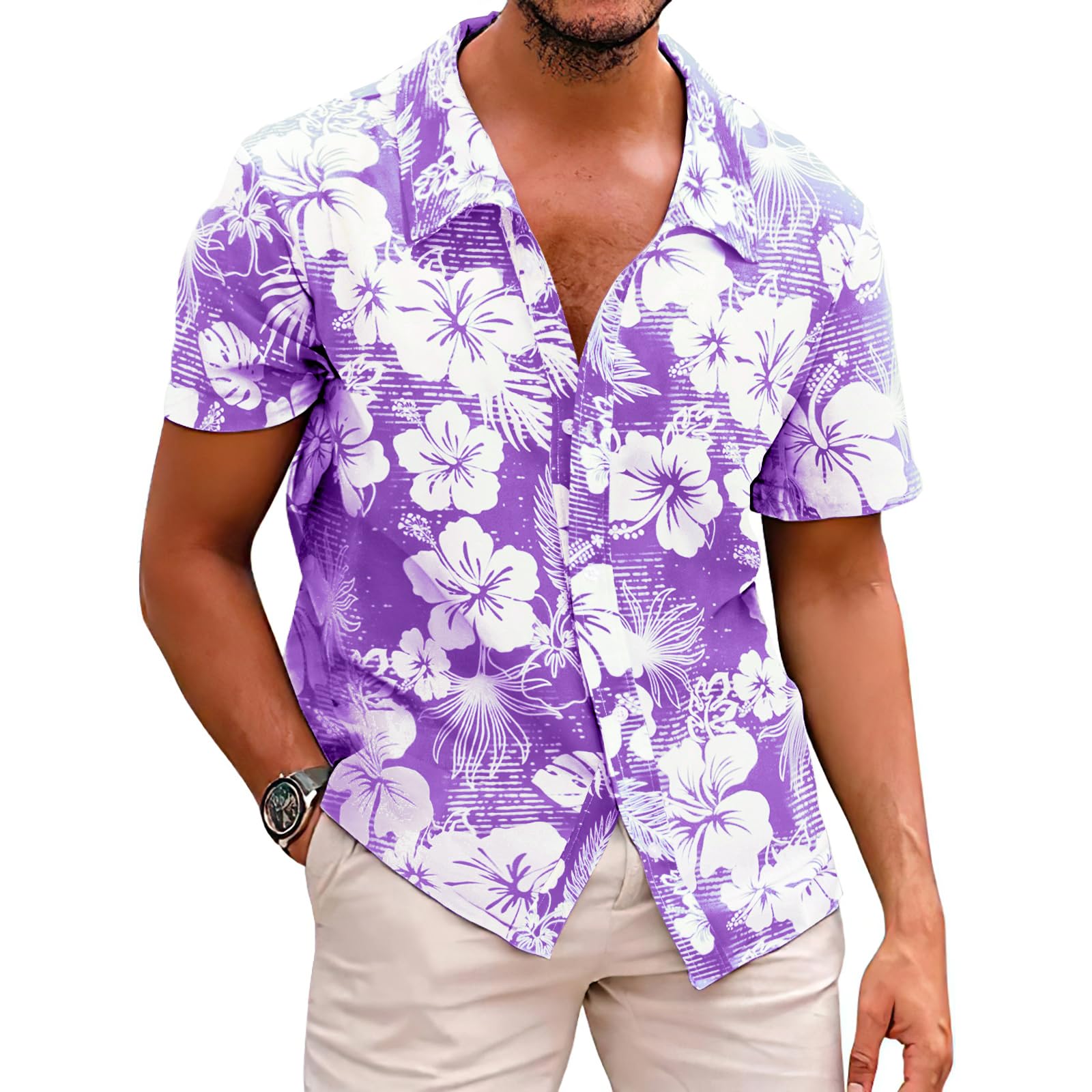 Men's Novelty Hawaiian Floral Shirt Summer Beach Shirts